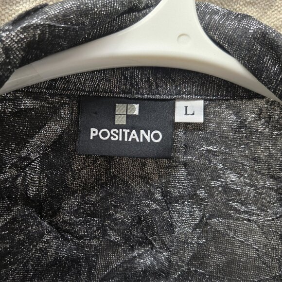 Mod Vintage Positano Shirt Mens Large Silver Button Up Disco shirt - Picture 5 of 6